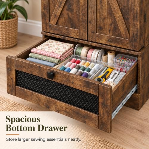 Sewing Cabinet with Storage, 47" Tall Craft Organizer - Image 6