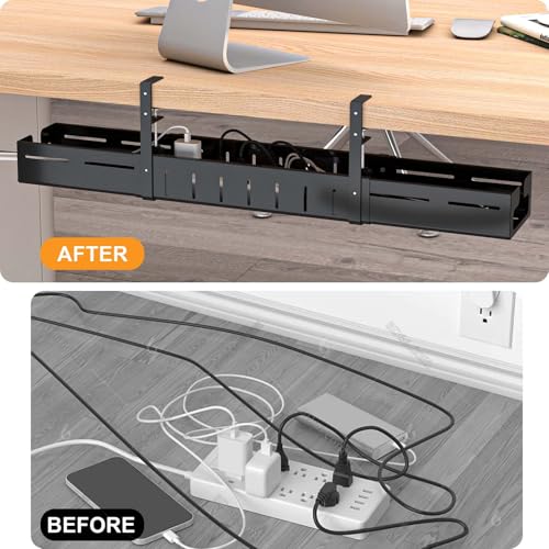 REALINN Under Desk Cable Management Tray Black - Image 7