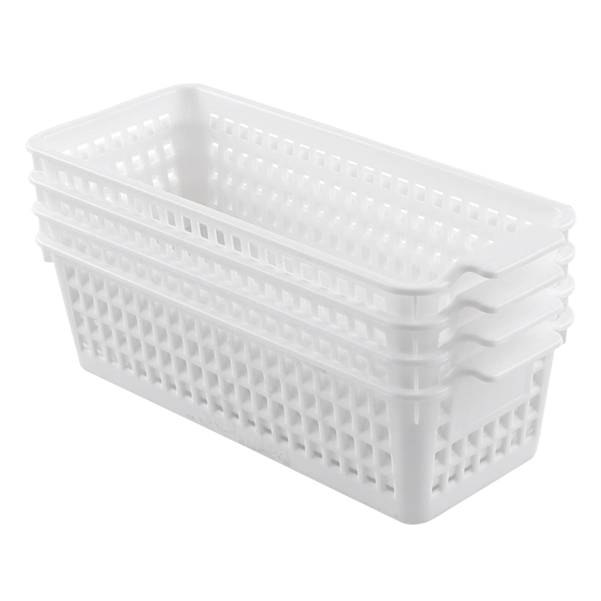 Saedy 4-Pack Slim Storage Basket, Plastic Organized Baskets - Image 1