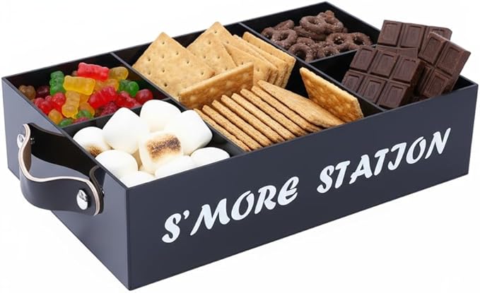 Smores Station S'mores Bar Holder,Smores Caddy, Smore Accessories Organizer, Perfect for Marshmallow Roasting Sticks, Chocolate, S'mores s Sticks, Kit Maker-Acrylic