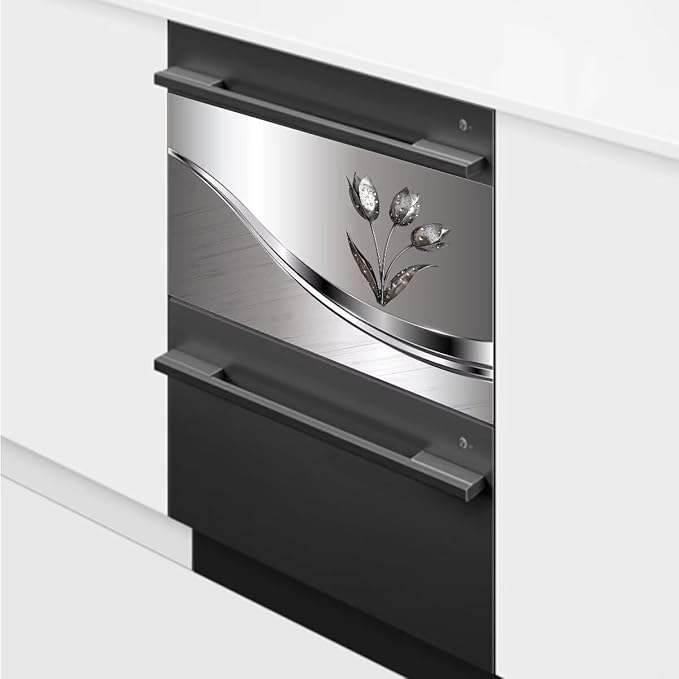 Generic Stainless Steel Effect Kitchen Decoration Dishwasher Cover Magnetic,Metal Flower Pattern Refrigerator Decor Magnet Sticker, Dishwasher Panel Decal, 23"" x 17"" Magnetic, Rimyy111-2