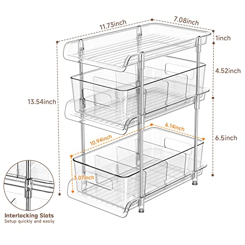 2Set 3 Tier Clear Bathroom Organizer with Dividers | Home Organization - Image 3