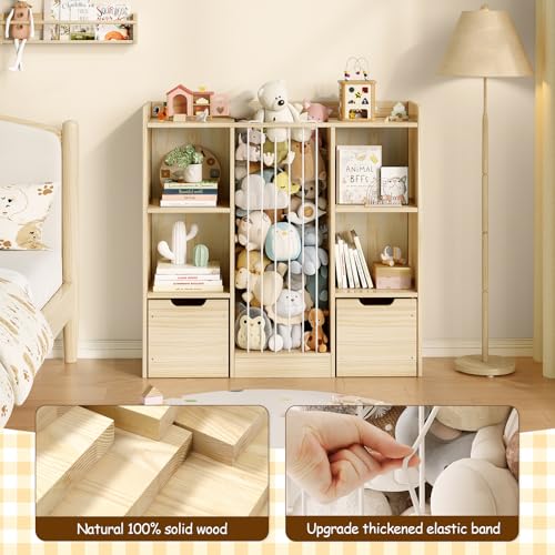 Toy Storage Organizer with Stuffed Animal Storage, Solid Pine - Image 6