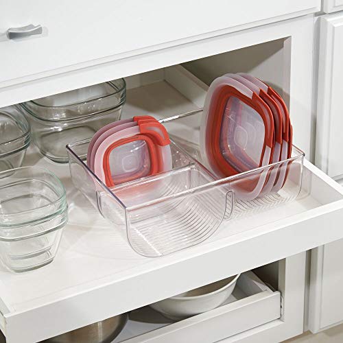 mDesign Food Storage Container Lid Holder, 3-Compartment Plastic - Image 3
