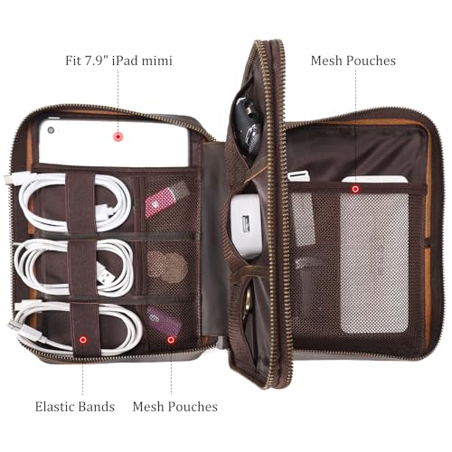 Polare Full Grain Leather Travel Cable Organizer Case Double - Image 5