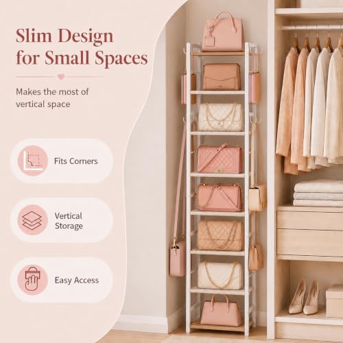 8-Tier Narrow Purse Organizer for Closet, Tall Vertical Purse - Image 4