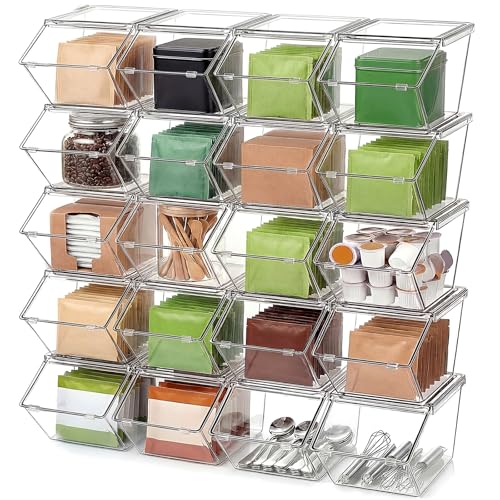 Yerliker 20 Pcs Stackable Storage Bins with Lids Organizer, Clear - Image 2