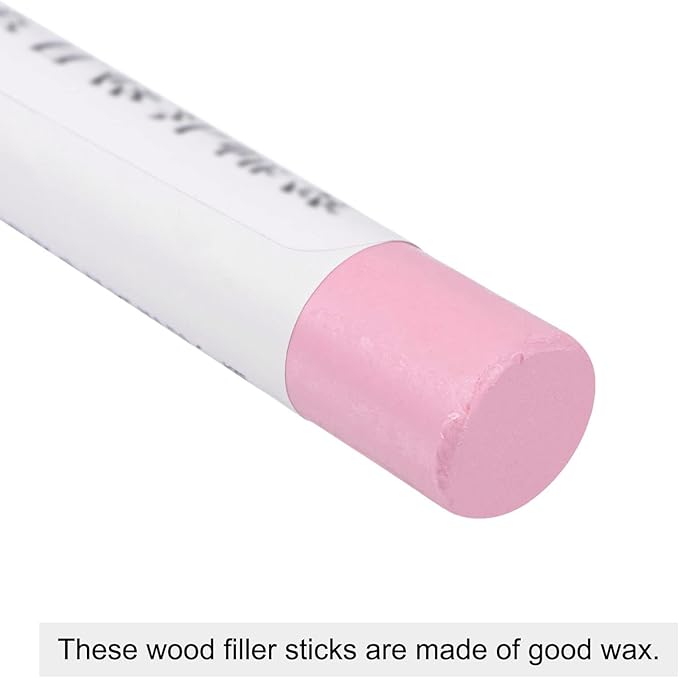 Unifizz Wood Wax Filler Stick, Furniture Crayons Wooden Repair Filler Stick Touch Up Wax Paint Pens for Scratches Holes Floor Laminate Carpenters Tables Desks, Pale Pink,2 Count