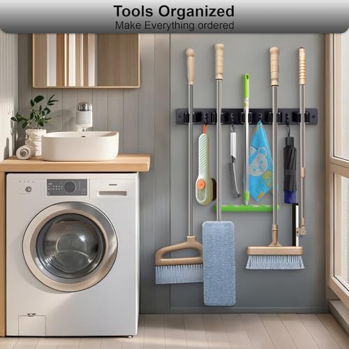 FunCee Broom Holder Wall Mount With 5 Slots & 4 | Home Organization - Image 3