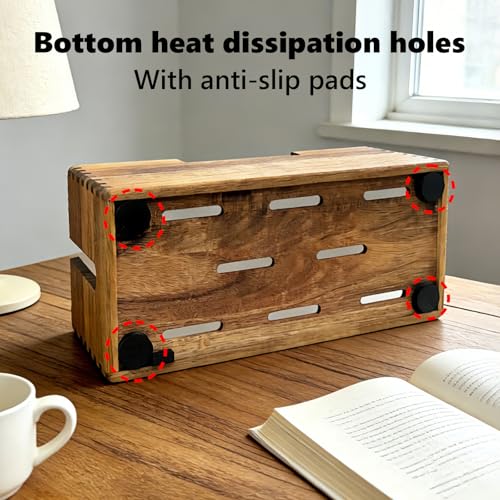Acacia Wood Cable Management Box, Wooden Cord Hider | All Products - Image 5