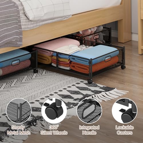 Under Bed Storage with Wheels, Foldable Metal Mesh | Home Organization - Image 5