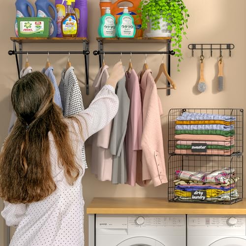 Laundry Room Shelves Wall Mounted with Wire Baskets, | All Products - Image 5