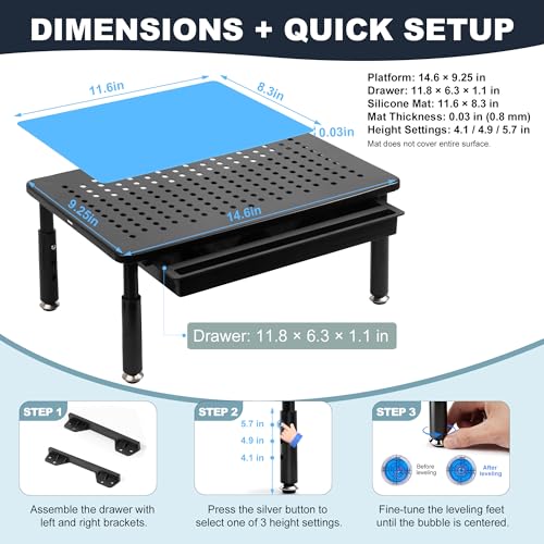 Resin Leveling Table for Epoxy, Resin Table 3 Height Settings - Image 5
