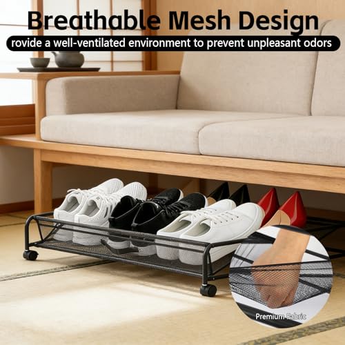 Under Bed Shoe Storage Organizer, 2-Pack Metal Mesh - Image 5