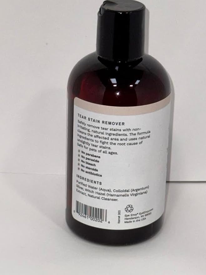Eye Envy Tear Stain Remover Solution for Dogs. 100% Natural, Safe. Treats The Cause of Stains. Recommended by AKC Breeders, Vets, Handlers, Groomers. Contains Colloidal Silver. 8 oz. Made in USA