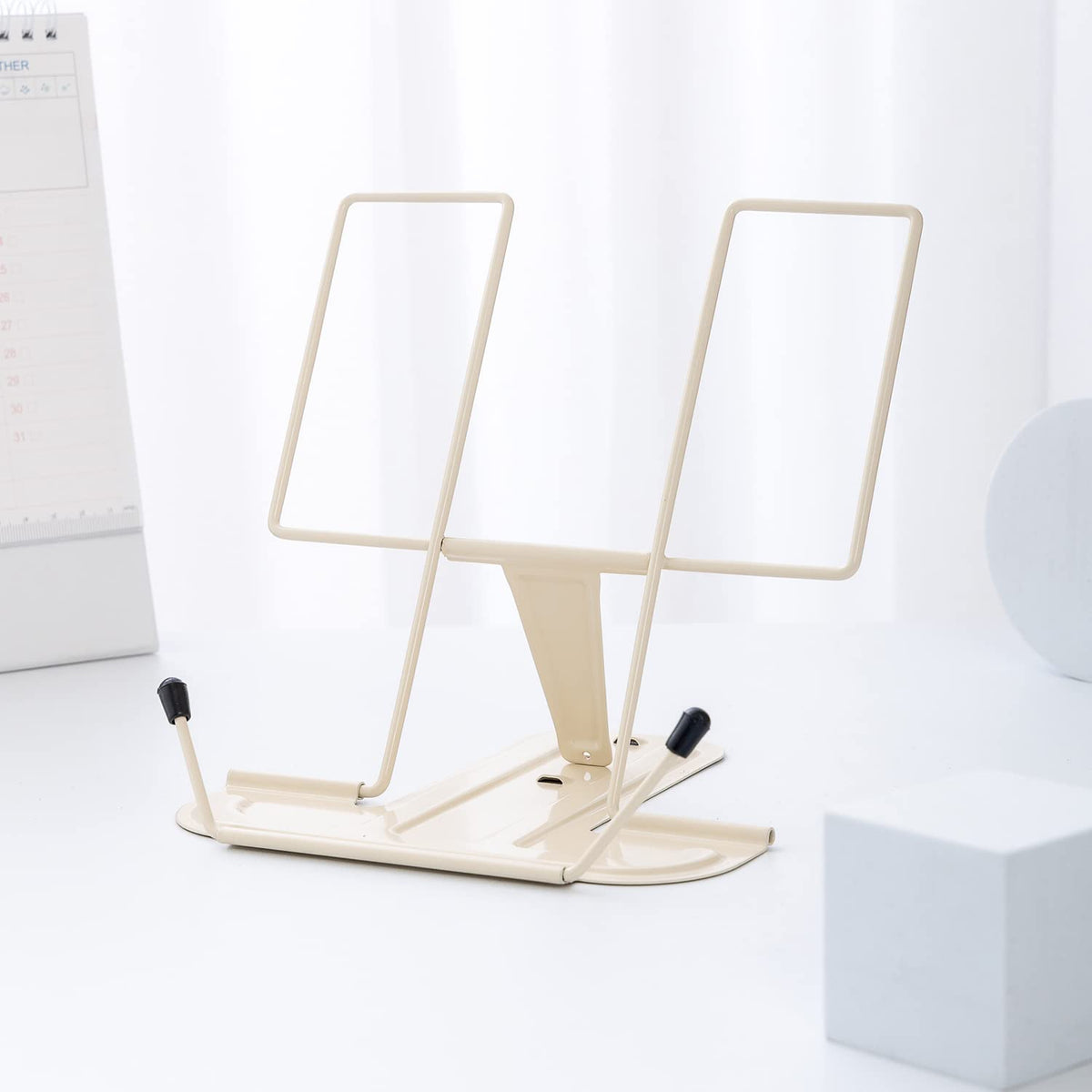 Metal Book Stand for Desk, Adjustable Reading Rest Book Holder - Image 1