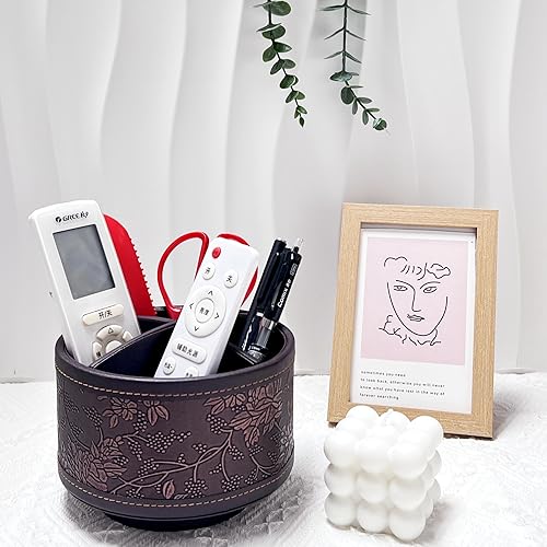 PU Leather Round TV Remote Control Holder for Table, | All Products - Image 7