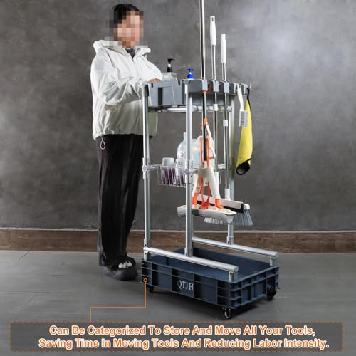 Rolling Cleaning Cart with Mop & Broom Organizer ， Convenient - Image 4
