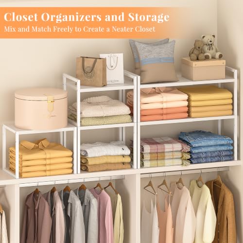 ThreeHio 2 Pack Stackable Closet Organizers and Storage Shelves - Image 6