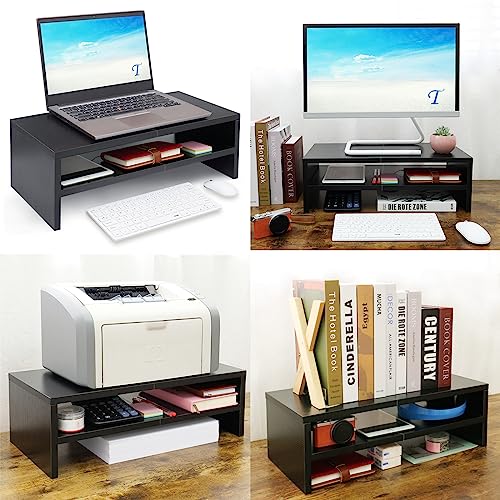 TEAMIX 20 inch Wood Monitor Riser Stand with Keyboard Storage，2 - Image 4
