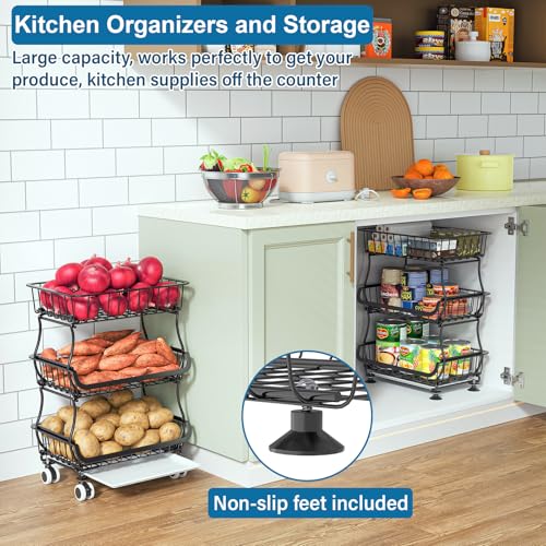 OKZEST 3-Tier Rolling Pantry Floor Organizers and Storage Cart - Image 7