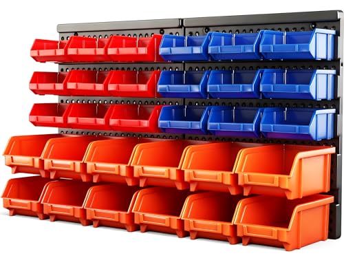 HORUSDY Wall Mounted Storage Bins Parts Rack 30PC | Home Organization - Image 2