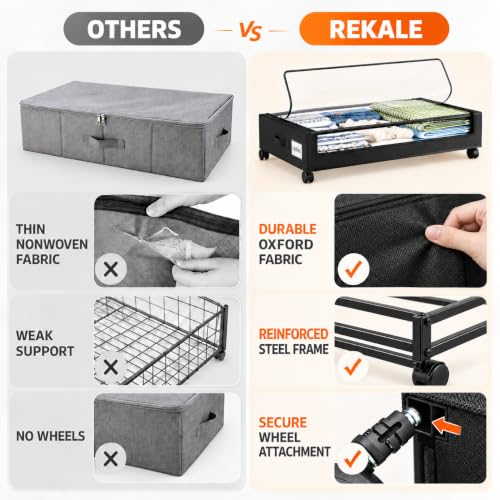 Under Bed Storage with Wheels, 2 Pack Under Bed Storage - Image 4
