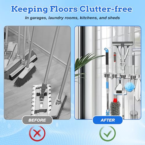 2 Pack Heavy Duty Wall Mount Broom Holder – Stainless | Garage Storage - Image 7