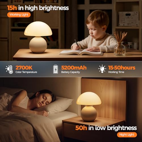 NIORSUN Wireless Mushroom Lamp,Table Lamp for Bedroom - Image 6