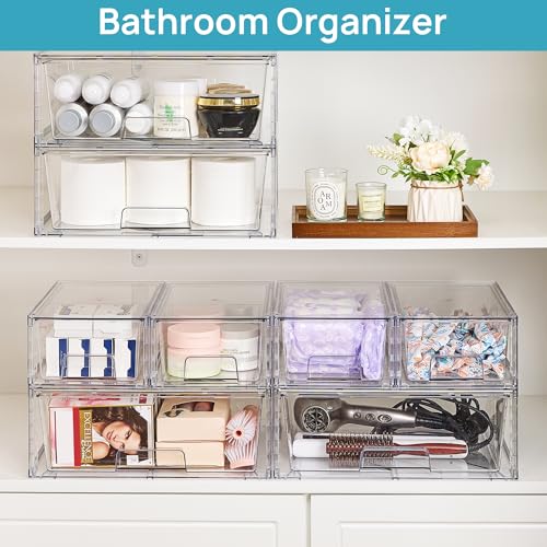 Vtopmart Clear Stackable Storage Drawers, 3 Pack Wide Organizer - Image 6