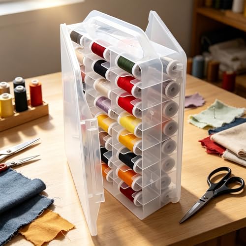 46 Grids Sewing Organizer, Double Sided Thread Box Storage - Image 3