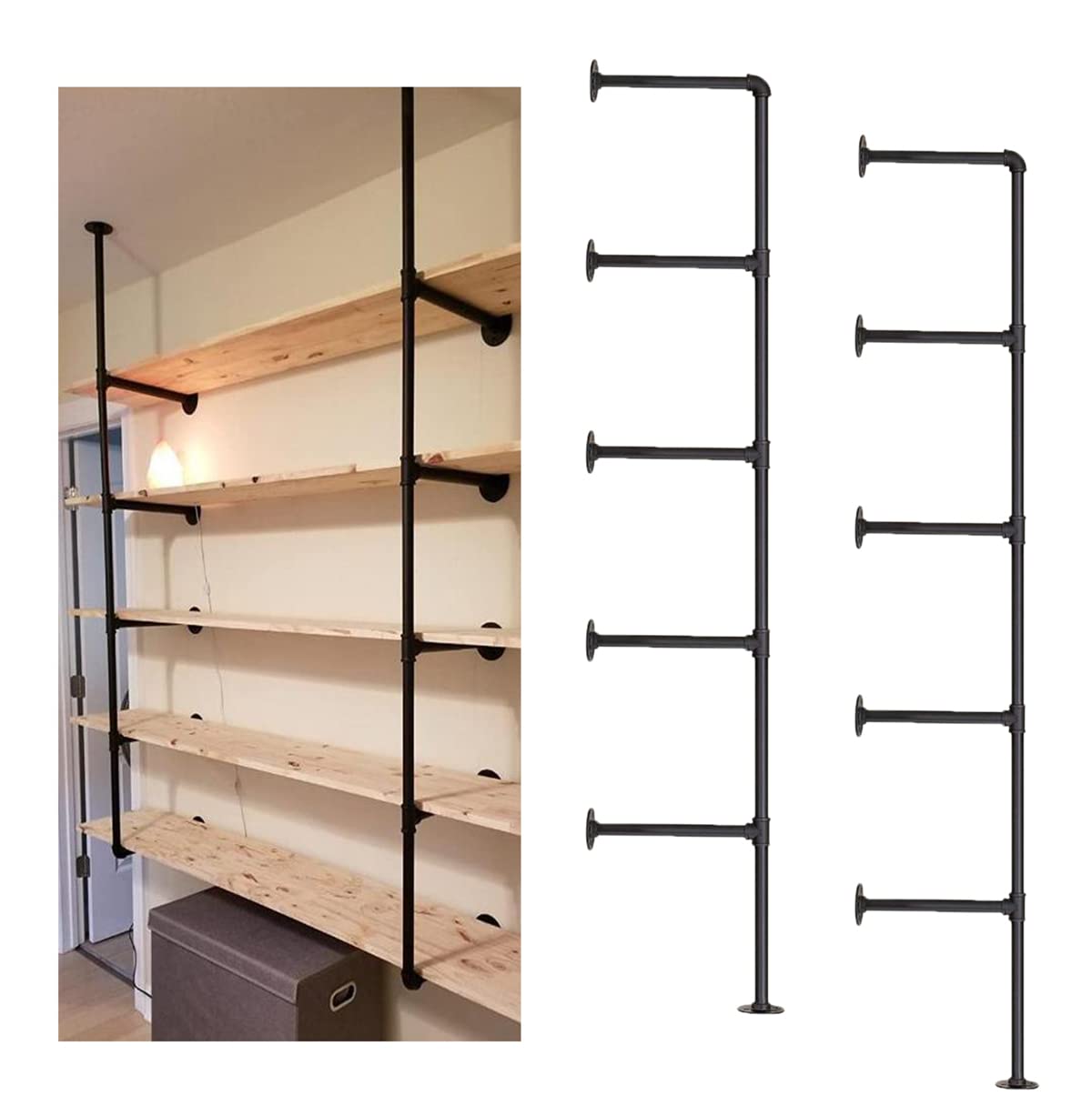 Industrial Wall Mount Iron Pipe Shelf Shelves Shelving Bracket - Image 1
