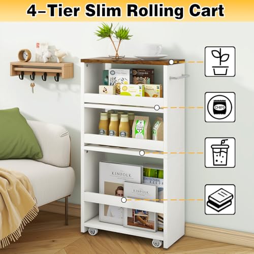 IBUYKE Slim Storage Cart Skinny Rolling Cart Utility Trolley - Image 7