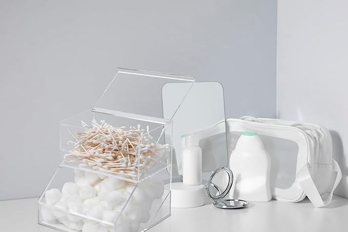 Acrylic Dishwasher Pods & Sponge Holder w/Lids - 2 Compartment Container for Storing Detergent Tablets, Dryer Sheets, Laundry Pods for Kitchen Sink Organization