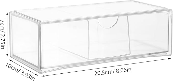 DOITOOL Acrylic Hair Tie Organizer Box with 3-grids Drawer Type Storage Container Stackable Hair Bands Organizer for Bathroom Vanity and Desktop Makeup Storage
