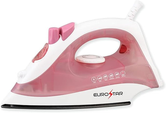 EUROSTAR IR334XP Compact Steam Iron w/Steam Burst & Auto-Shut-Off, Pink