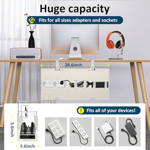28" Small Under Desk Cable Management Tray No Drill | Cable Management - Image 3