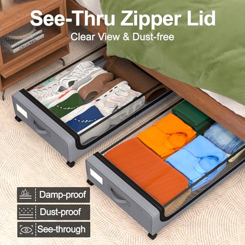 GoMaihe Under Bed Storage with Wheels 48L Grey 2-Pack - Image 5