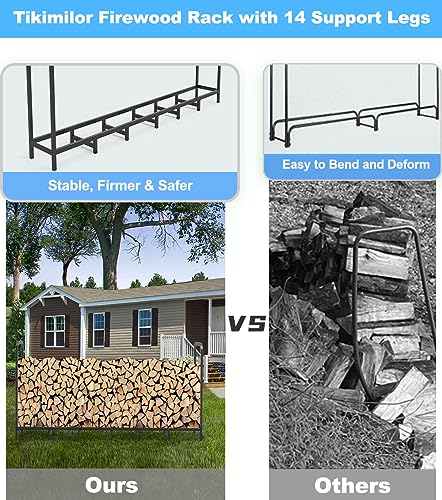 8ft Firewood Rack Holder, Adjustable Heavy Duty Fire Log - Image 6