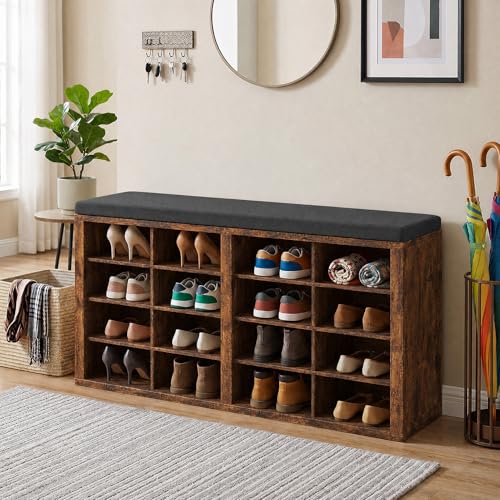 Shoe Rack Bench, Shoe Storage Bench with Cushion - Image 2