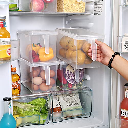 Sooyee 4 Pack 5L Fridge Organizer with Handle & Lid, Clear - Image 7