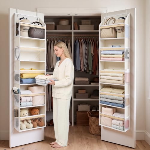 Eco-Bamboo Slim Over The Door Organizer, Narrow 5-Tier Storage - Image 2
