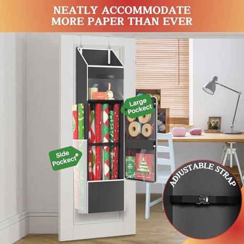 2-in-1 Wrapping Paper Organizer Storage, Over Door | Home Organization - Image 4