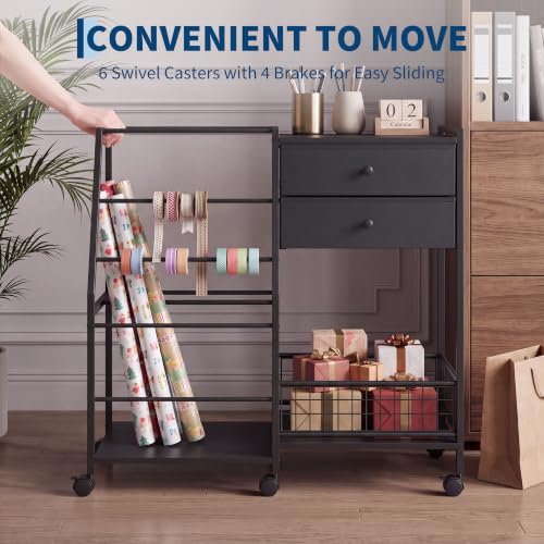 Rolling Gift Wrap Station with Drawers, 3 Tier Gift - Image 7