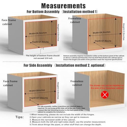 26''W x 21''D x 3''H Pull Out Cabinet Drawer Soft Close - Image 5