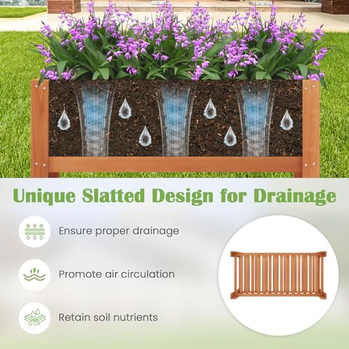 COSTWAY Raised Garden Bed, Wood Planter Box with Storage Shelf - Image 6