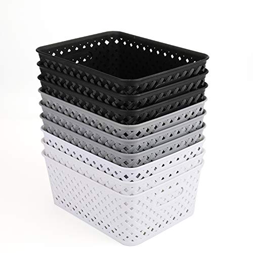 Bekith 9 Pack Plastic Storage Basket, Organizer Tote Bin - Image 3