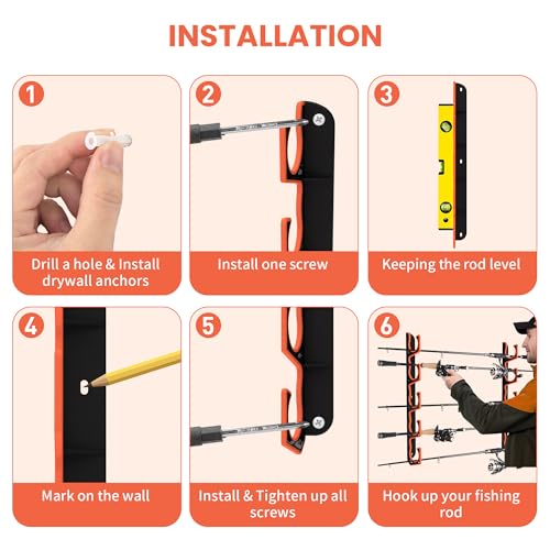 Gocozer Fishing Rod Holder for Garage, H5 Wall or Ce | All Products - Image 8