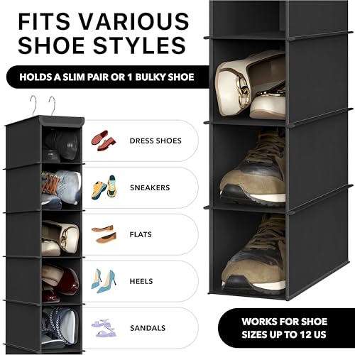 Simple Houseware 10 Shelves Closet Hanging Shoe Organizer, Black - Image 4