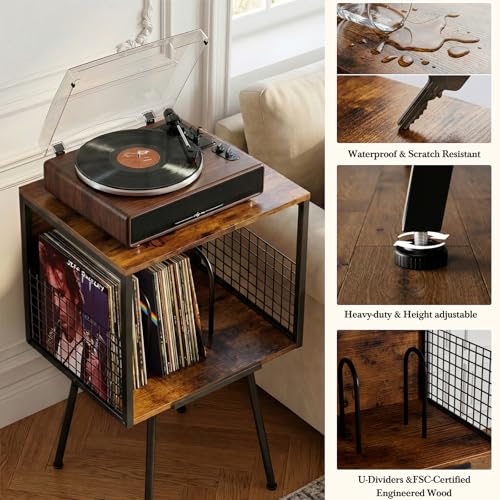 Record Player Stand with Storage Holds 100+ Vinyl Records - Image 6